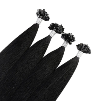 Flat K Tip 100% Double Drawn Human Hair Extension – Straight Black