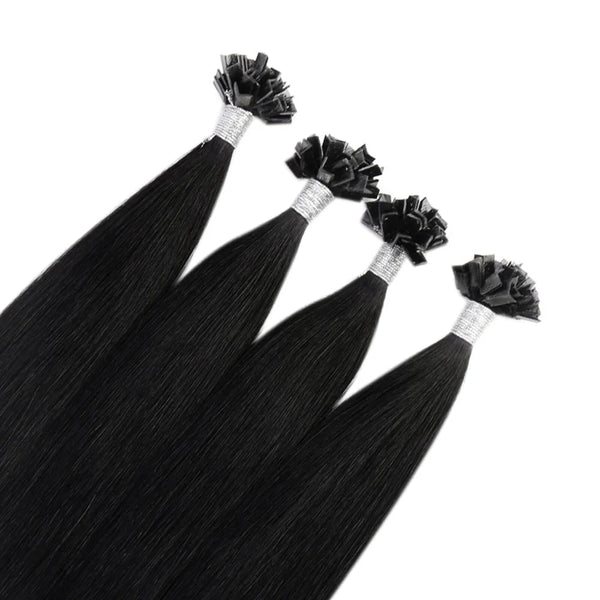 Flat K Tip 100% Double Drawn Human Hair Extension – Straight Black