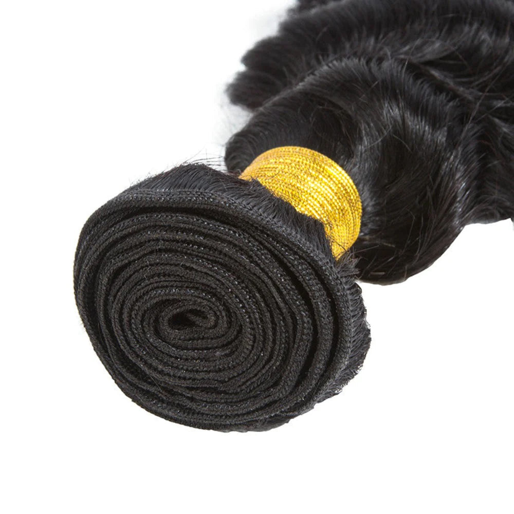 3 Bundles with 5x5 HD Lace Closure Deep Wave 100% Virgin Human Hair