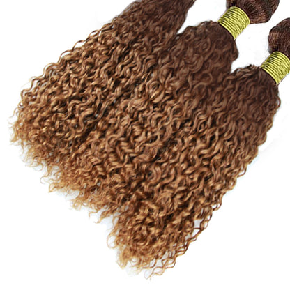 Ombre Brown & Auburn (4/30) Jerry Curl 100% Virgin Human Hair Bundles | Warm Two-Tone Curls