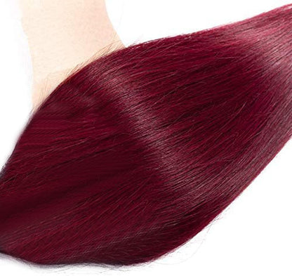 Burgundy (#99J) Straight 100% Virgin Human Hair Bundles | Bold Color & Silky Smooth | Single Donor Cuticle Intact 100g