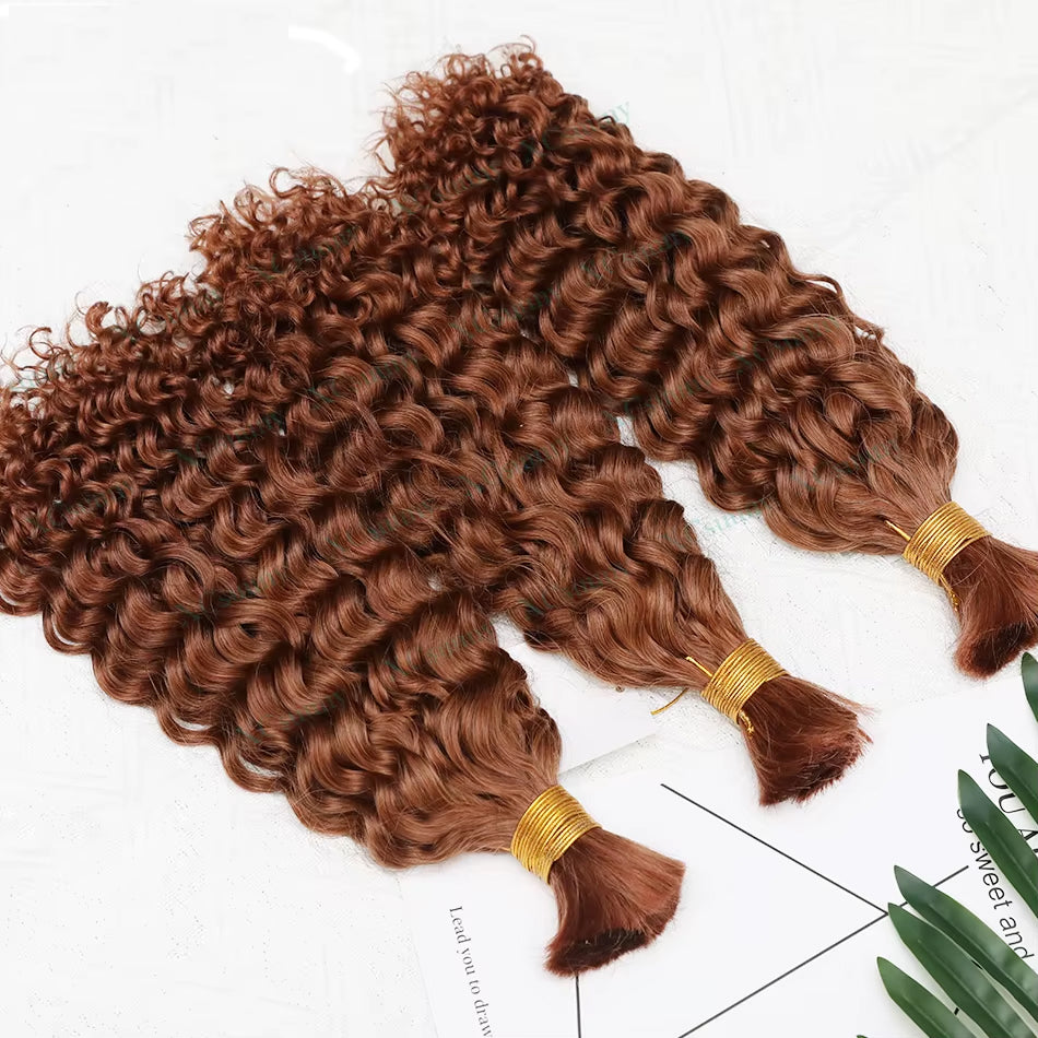Color #33 Human Braiding Hair Deep Wave Bulk 100% Human Mink Hair 100g/Bundle 20inch 22inch