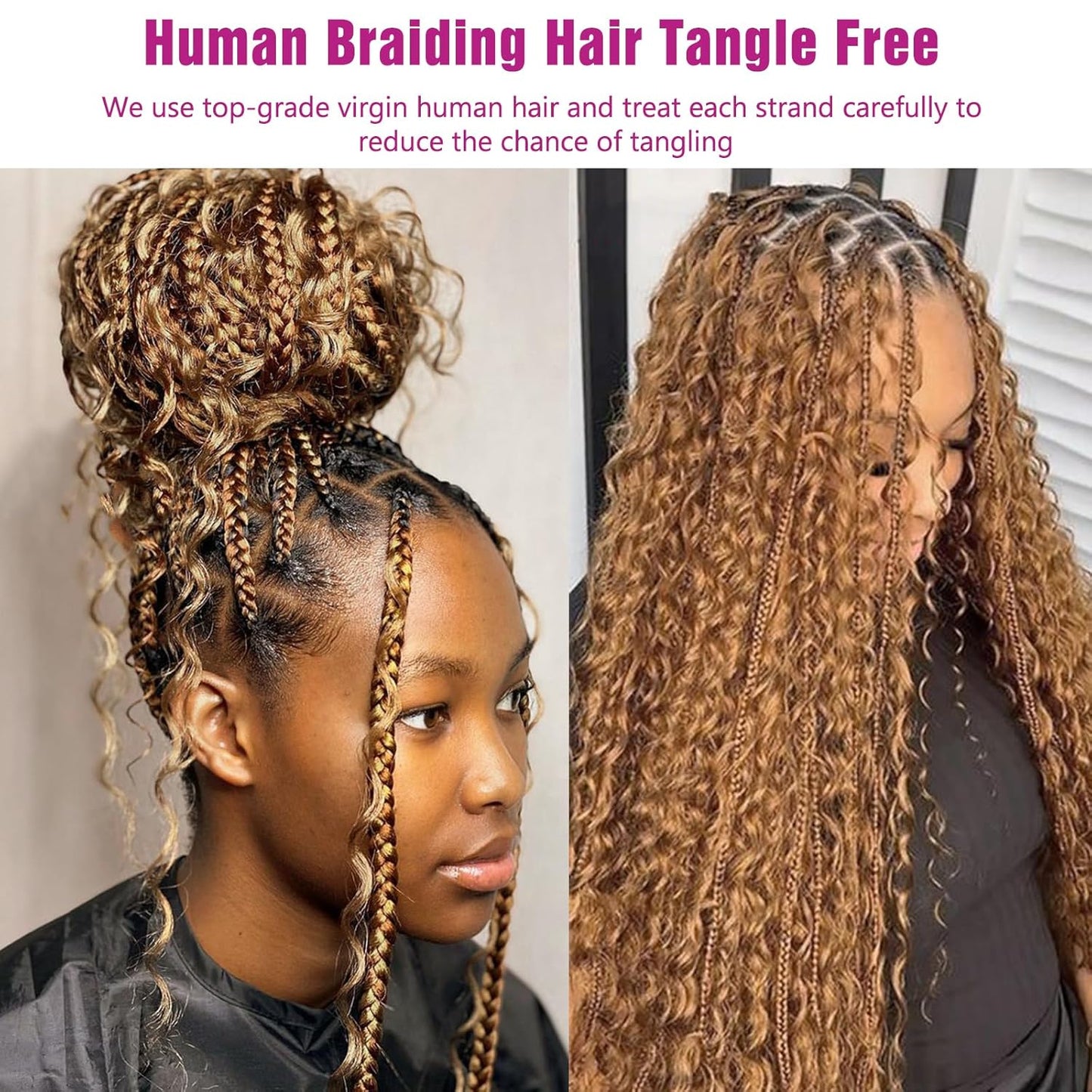 Color #27 Human Braiding Hair Deep Wave Bulk 100% HumanMink Hair 100g/Bundle 20inch 22inch