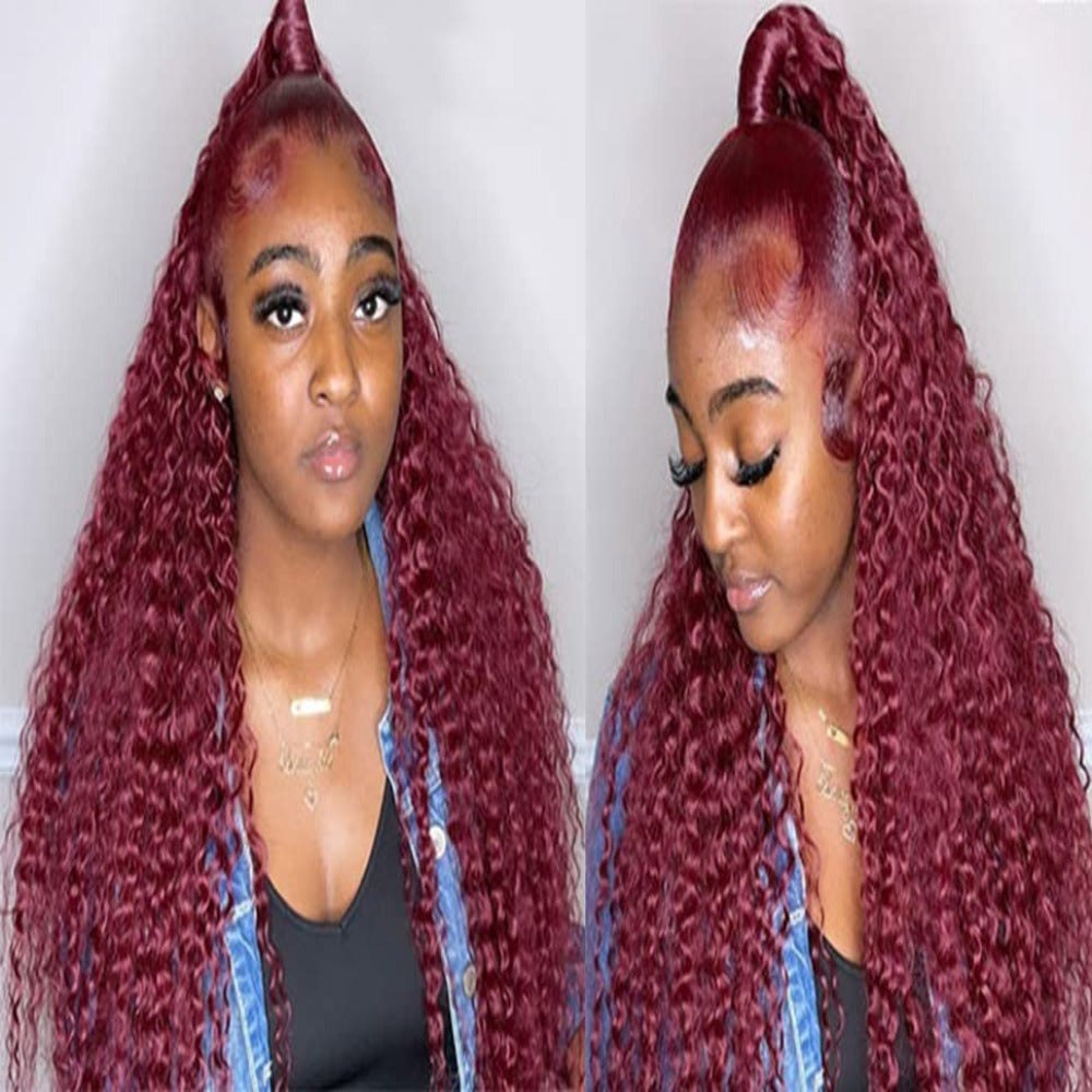 Burgundy Deep Wave wig