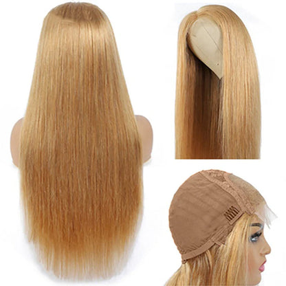 HD Lace 5X5  Closure Wig Color Honey Blonde (#27) Straight Human Hair Wig