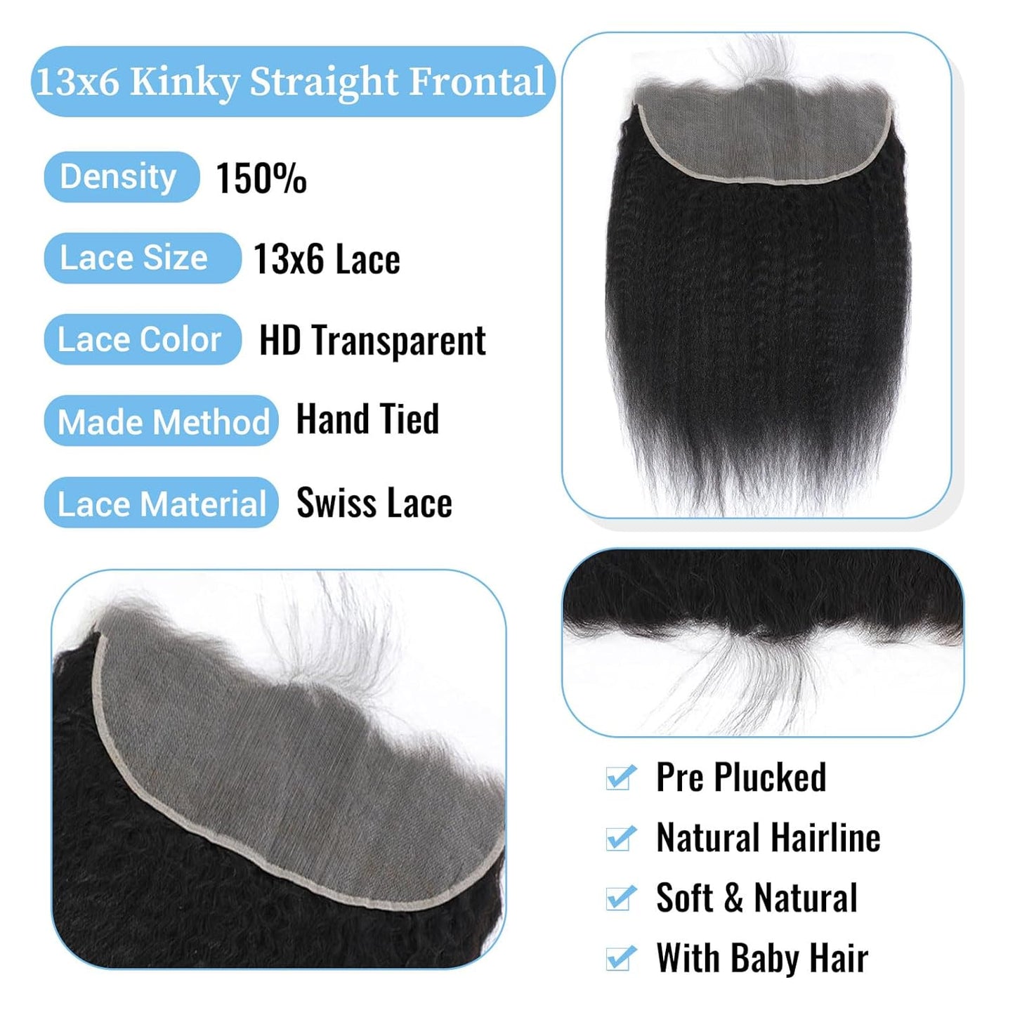 13x6 HD Lace Frontal Kinky Straight – Unprocessed Mink Virgin Human Hair