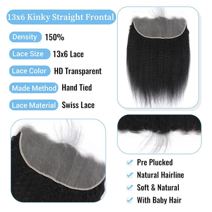 13x6 HD Lace Frontal Kinky Straight – Unprocessed Mink Virgin Human Hair