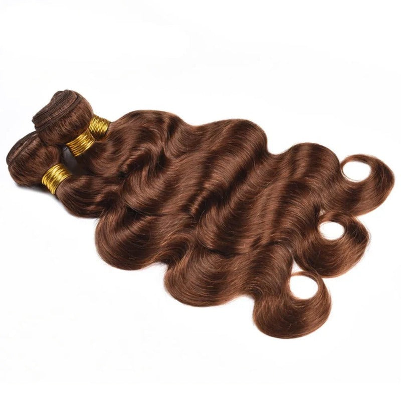 3 Bundles with 13x4 Lace Frontal Body Color #4 Medium Brown Brazilian Virgin Hair