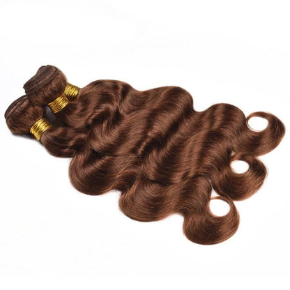 3 Bundles with 13x4 Lace Frontal Body Color #4 Medium Brown Brazilian Virgin Hair