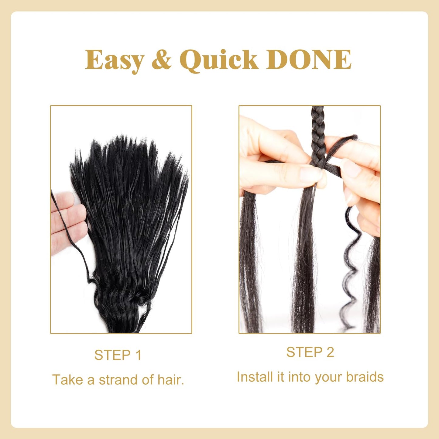 Pre-Divided 100% Human Hair Boho Braids - Deep Wave Natural Black Bulk Hair (50g-200g Options)