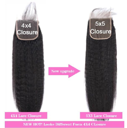 5x5 HD Lace Closure Kinky Straight – Natural Black 100% Human Mink Hair | Pre-Plucked, Skin-Melt HD Lace