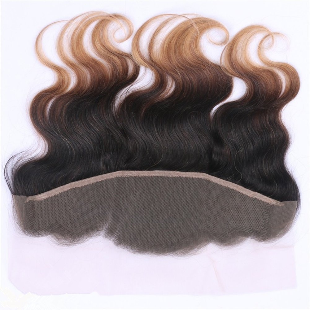 13x4 Lace Frontal 1B/4/27 Body Wave Unprocessed 100% Human Hair Lace Frontal