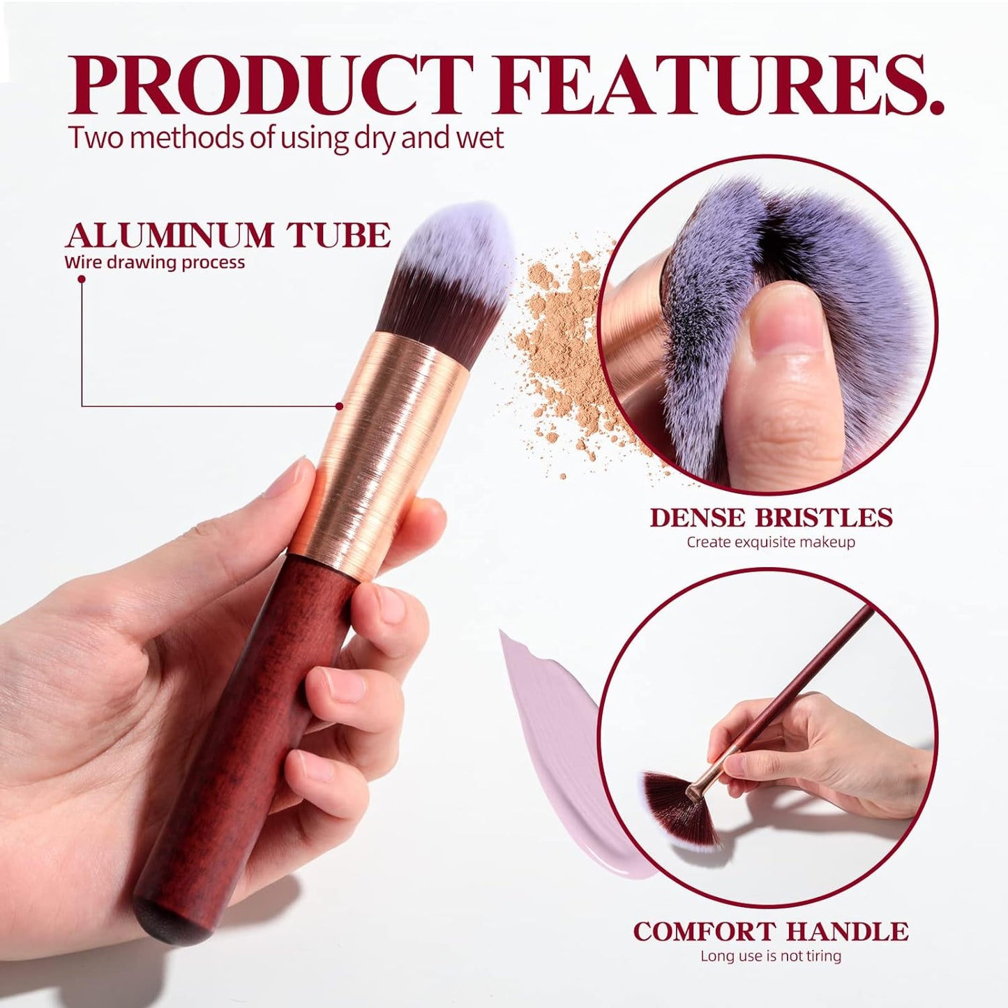 Makeup Brushes BS-MALL 16 Pcs Premium Synthetic Foundation Powder Concealers Eye Shadows Tools in Eye-Catching Red