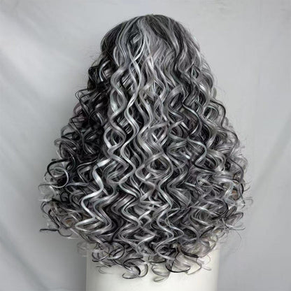 Halloween Wig  Black & White，Synthetic Cosplay Costume Halloween Wigs, Wear and Go wig