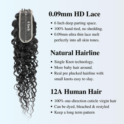 2x6 HD Lace Closure Natural Wave – Brazilian Virgin Human Hair | Pre-Plucked, Skin-Melt HD Lace