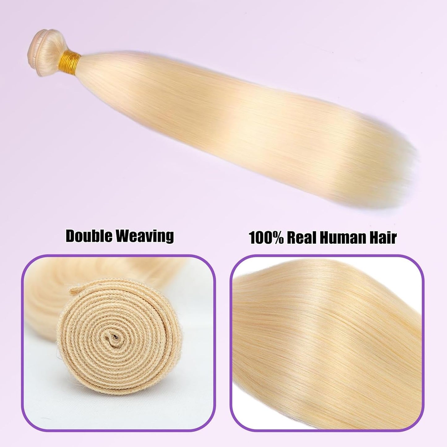 Premium 613 Gloden Blonde Hair Straight Unprocessed 100% Human HairAsh Blonde Color | Single Donor Cuticle Intact Virgin Remy Bundles