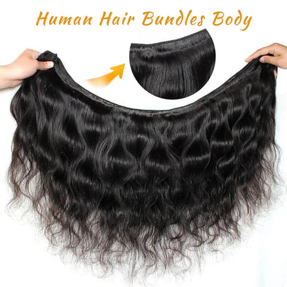 12A Premium Indian Hair Body Wave Bundles – Jet Black #1 Unprocessed Human Hair Extensions | Machine Double Weft 10"-30"