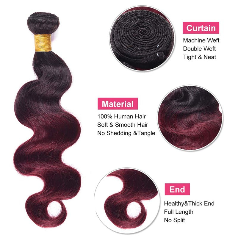 Brazilian burgundy red hair Body Wave 100% Virgin Human Hair