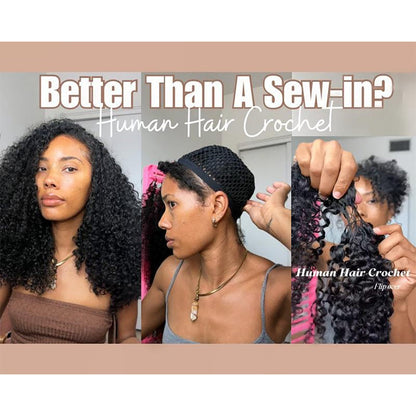 #8 Deep Wave Crochet 100% Human Hair - Medium Brown Boho Braiding Hair For Miracle Knots (50g/Pack)