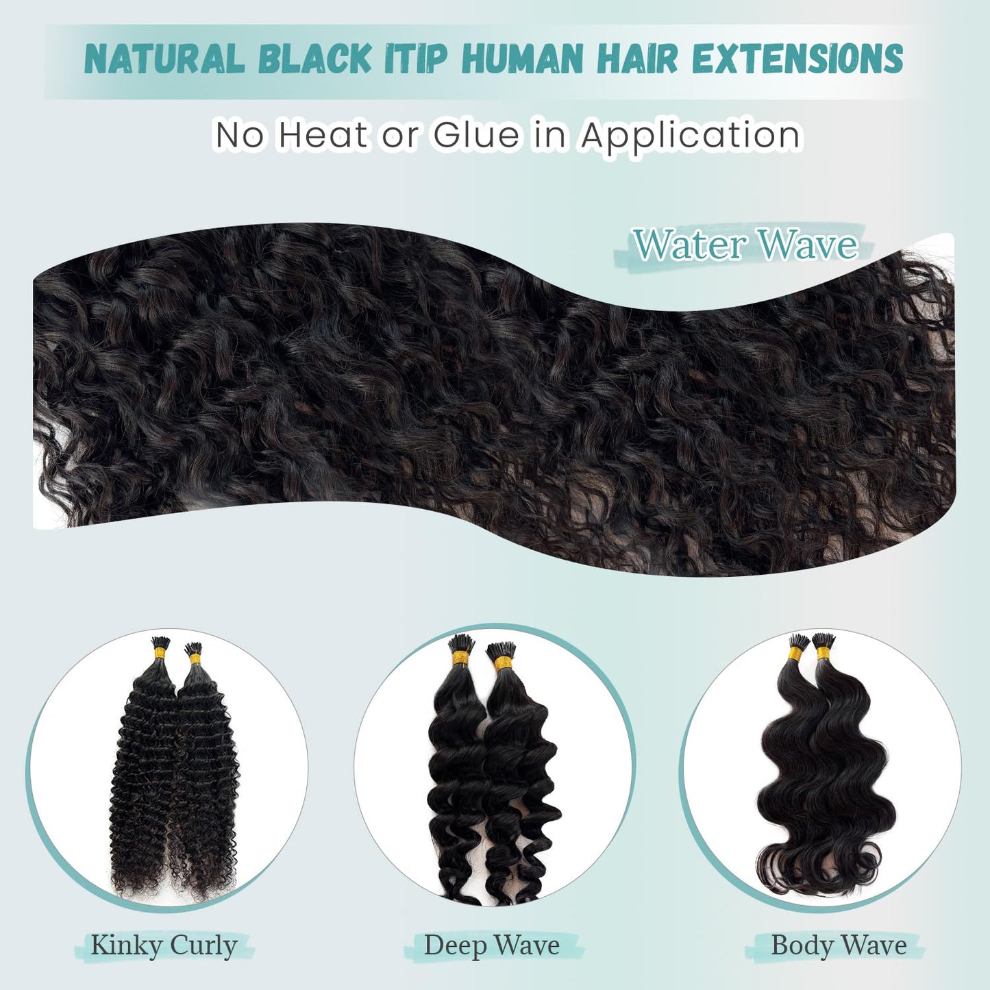 I-tip Premium Hair Extensions Natural Black Straight – 100% Human Hair, Pre-Bonded, 18"-24"