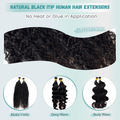 I-tip Premium Hair Extensions Natural Black Straight – 100% Human Hair, Pre-Bonded, 18"-24"