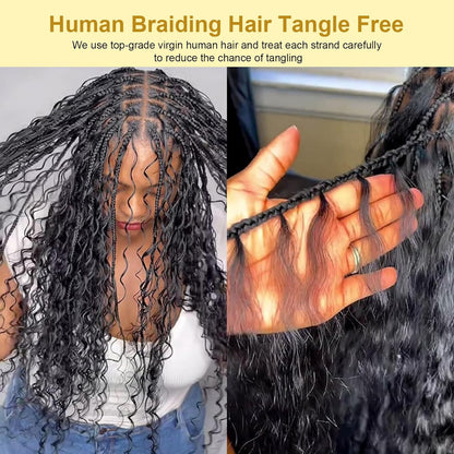 100% Human Hair Boho Braiding Hair - Jerry Curl Natural Black 100g/Bundle