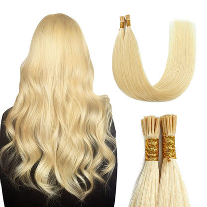 I Tip Premium 613 Blonde Straight Hair Extensions Quality 100% Human Hair – Pre-Bonded, 18"-24", Dyeable