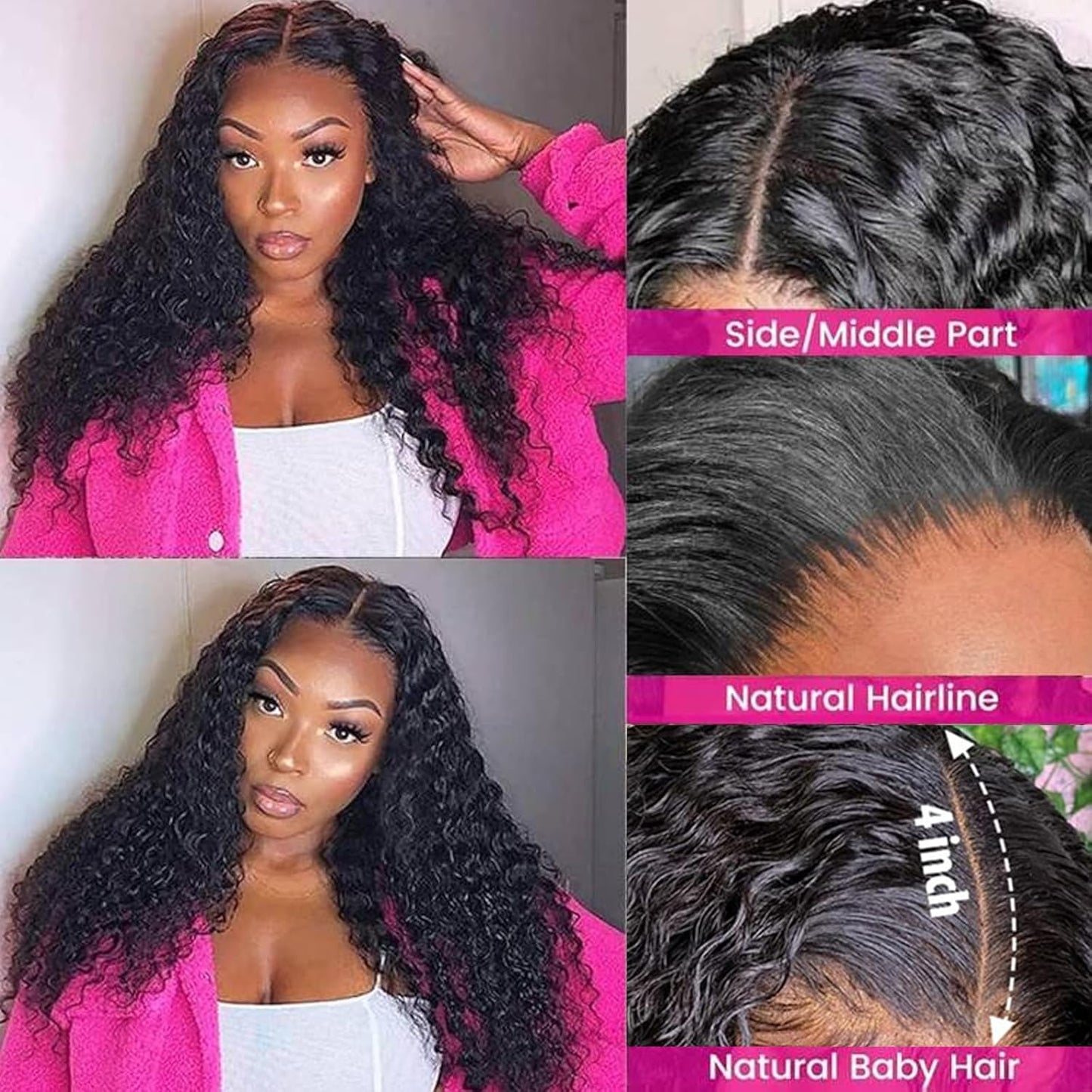 4x4 Lace Transparent Lace Closure Deep Wave Virgin Natural Human Hair | Bleached Knots, Free Part