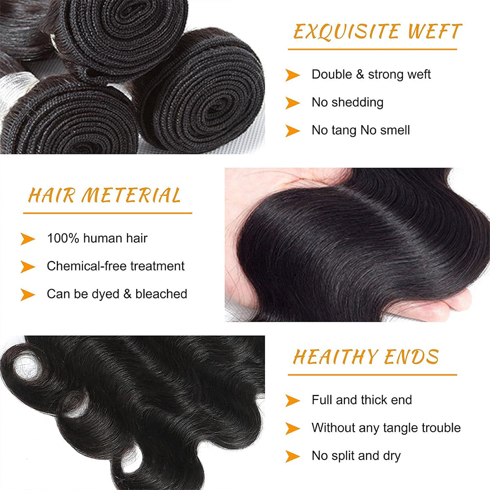 100% Affordable Human Hair Body Wave Bundles | Natural Black 1B | 10"-28" | Soft Bouncy Weave