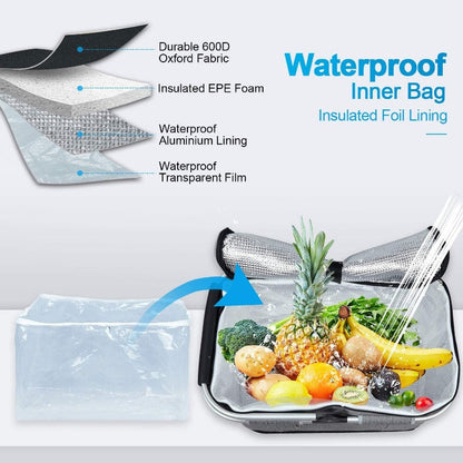 LIQING 35L Large Picnic Basket Shopping Travel Camping Grocery Bags 2 Layers of Internal Pockets Leak-Proof and Insulated Folding, Internal Support Does Not Collapse