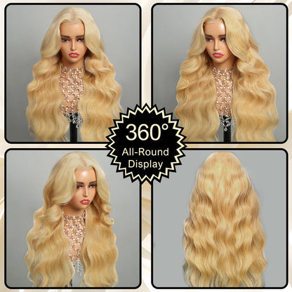 Glueless Lace 13x4 Frontal Wig Color Blonde(613) Body Wave 180 Density Wear and Go Human Hair Wig