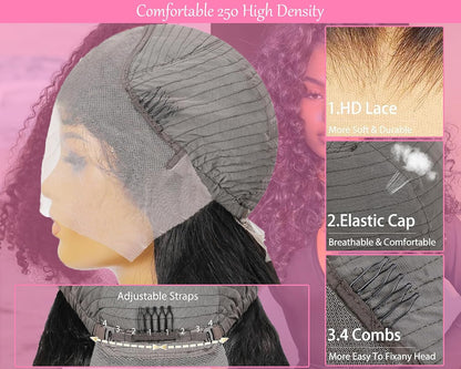 13x6HD Lace Wig Burmese 100% HumanHigh Quality Hair Swiss Lace, Skin-melt Lace, Invisible Lace