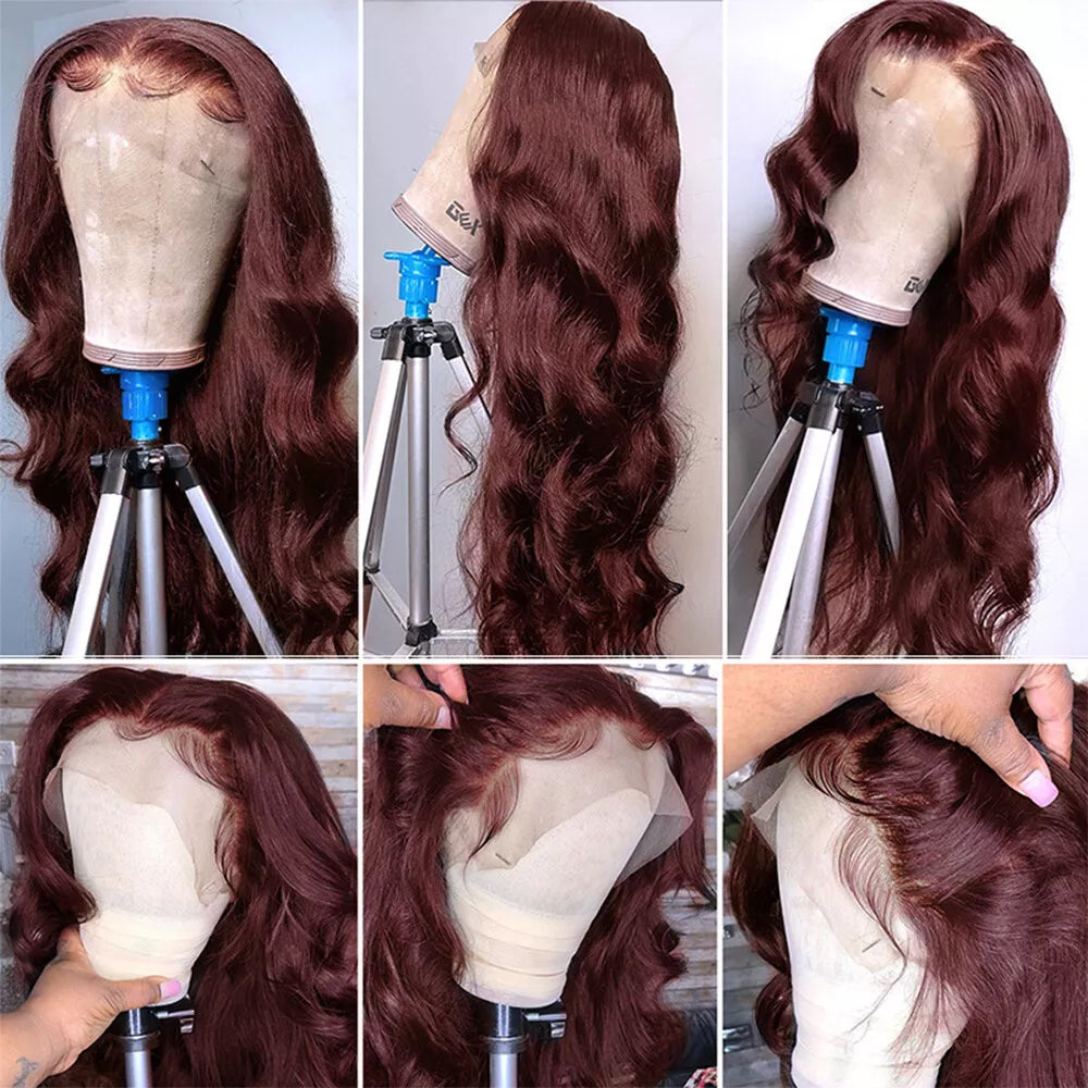 Reddish Brown Body Wave Wig – 13x4 Lace Front #33 200 Density 100% Human Hair