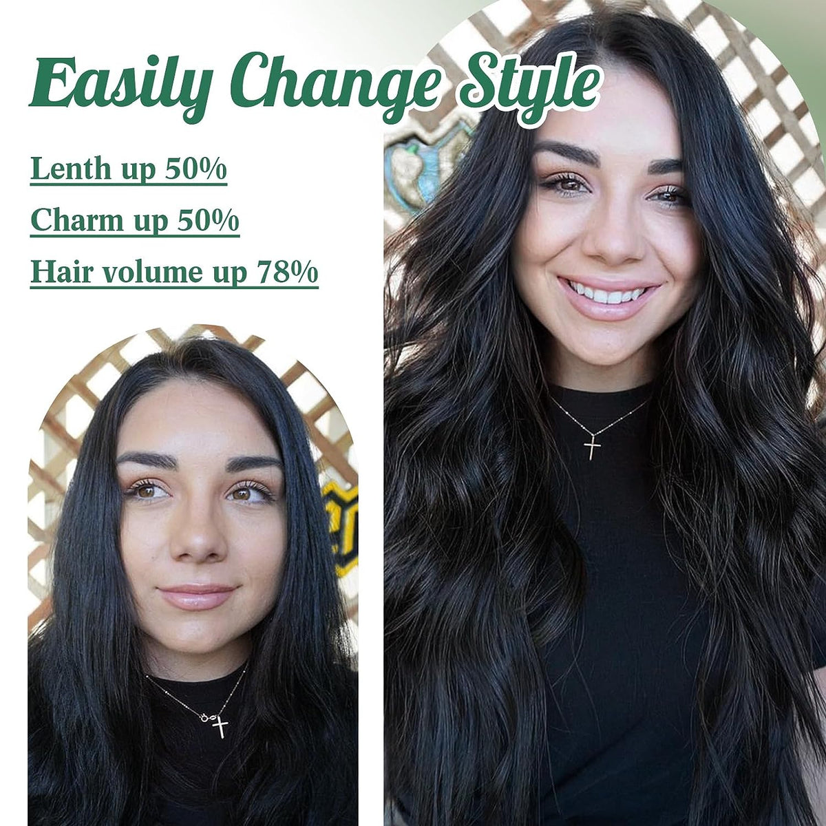 Clip in Mink Hair Extensions 100% Human Hair, 7pcs Natural Black Body Wave – Brazilian Virgin Hair, 70-90g, Heat Styleable