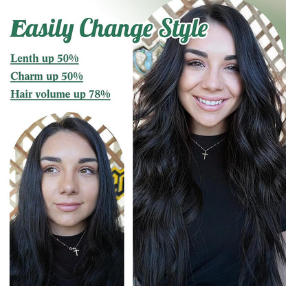 Clip in Mink Hair Extensions 100% Human Hair, 7pcs Natural Black Body Wave – Brazilian Virgin Hair, 70-90g, Heat Styleable