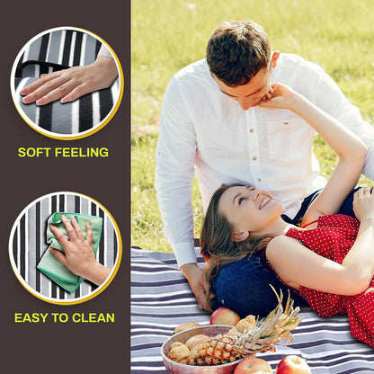 Portable Picnic Blankets, 3 Layer Soft Fleece Blanket for Beach,Camping on Grass, Waterproof, Sandproof, Best Gift for Couple & Families