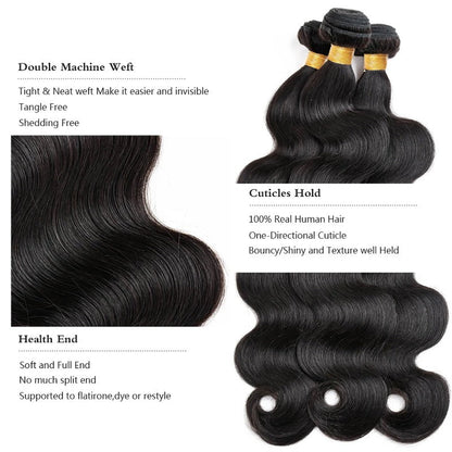 Human Hair bundle Natural Black Body Wave 