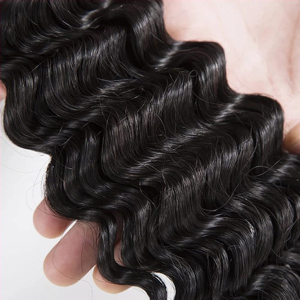 Double Drawn Indian Raw Deep Wave Full End Unprocessed 100% Human Hair Natural Color | Single Donor Cuticle Aligned 14"-30"