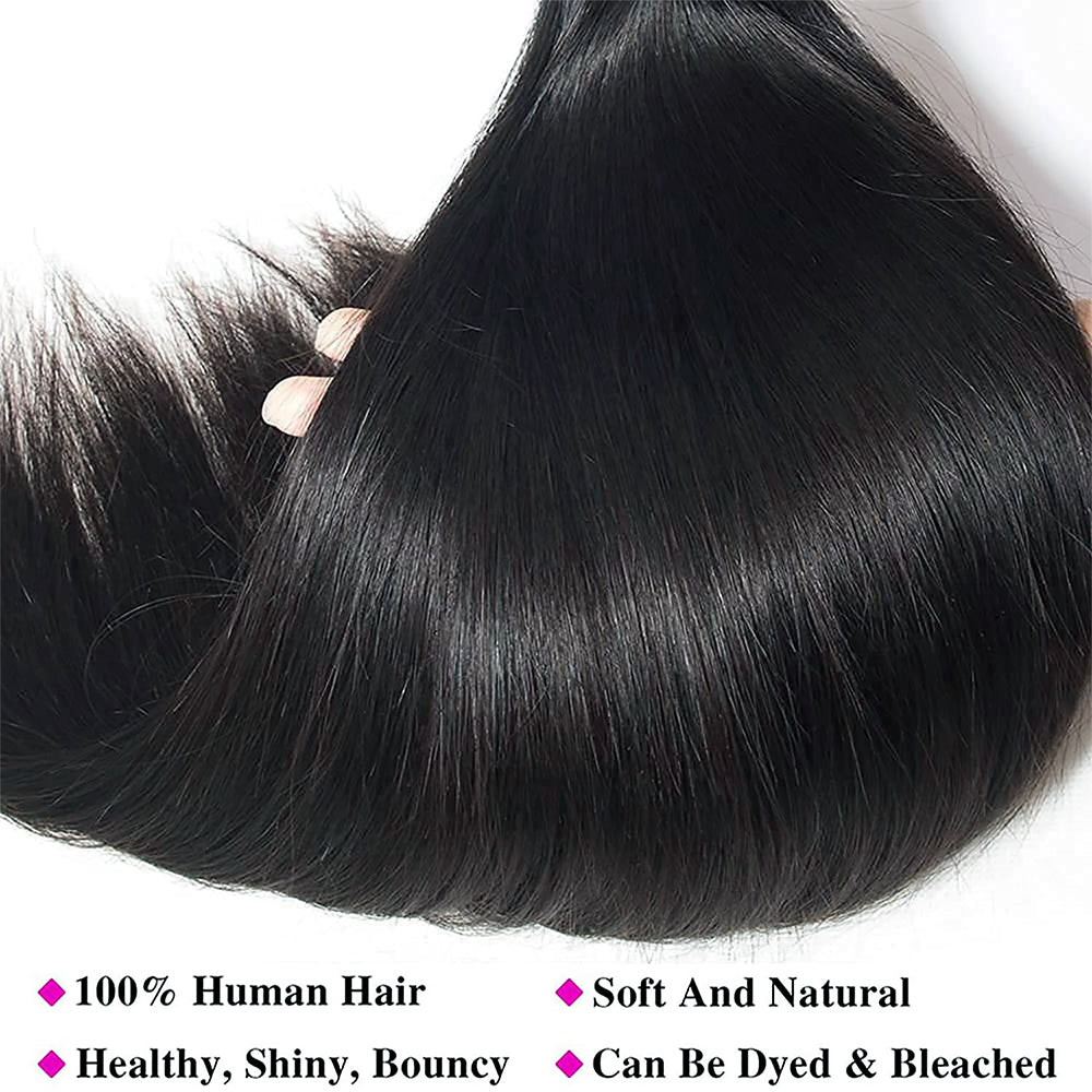 12A Premium Indian Straight Hair Bundles – Jet Black #1 Silky Unprocessed Human Hair Extensions | Machine Double Weft 10"-24"