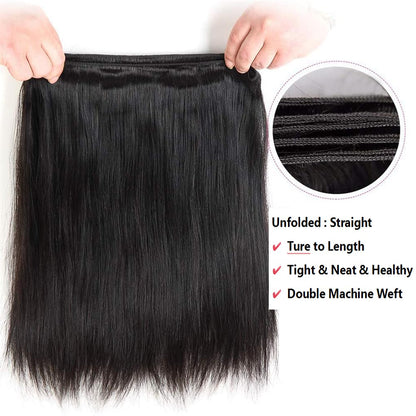 100% Affordable Human Hair Straight Bundles | Natural Black 1B | 10"-28" | Sleek Silky Weave