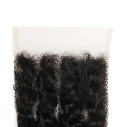 5x5 Transparent Lace Deep Wave Lace Closure Brazilian Virgin Human Hair | Free Part, Bleached Knots