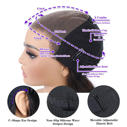 9x6  Lace Closure Wig Body Wave Human Hair Wear And Go Glueless Wigs