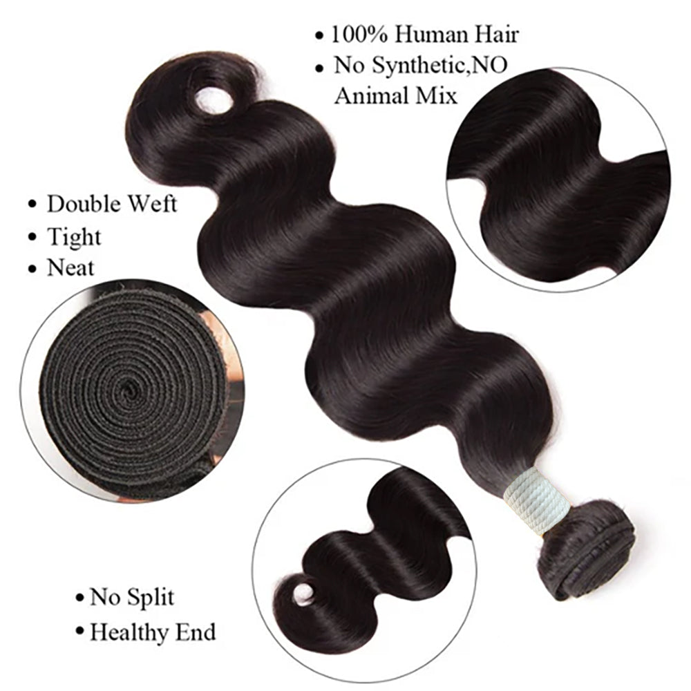 Seasonal Sale Body Wave 3 Bundles Set Deal 100% Human Hair | Affordable Natural Black 12"-18"