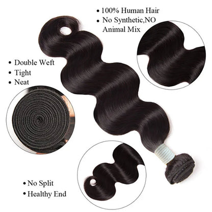 Seasonal Sale Body Wave 3 Bundles Set Deal 100% Human Hair | Affordable Natural Black 12"-18"