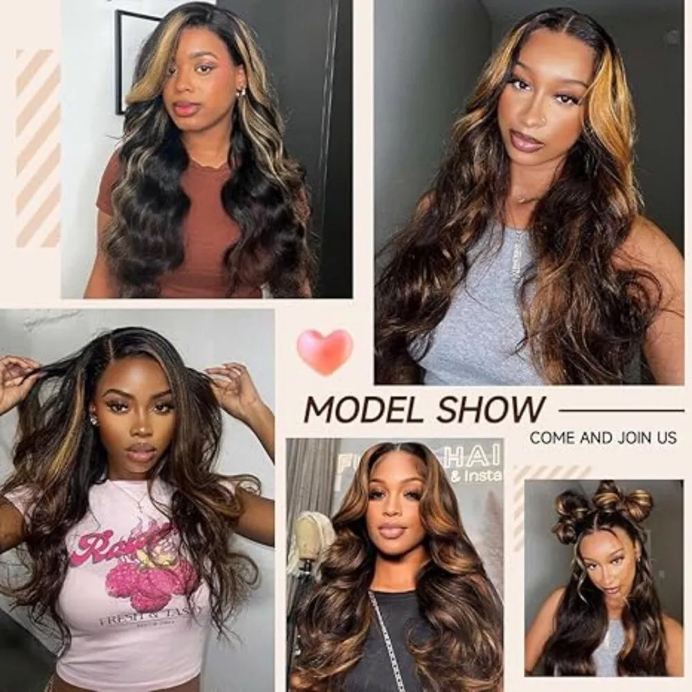 1B/30 Highlight Body Wave 9x6 Wig 100% Human HairPre Plucked Pre Cut Wear and Go Glueless Wig  Bleached Tiny Knots  200% Density