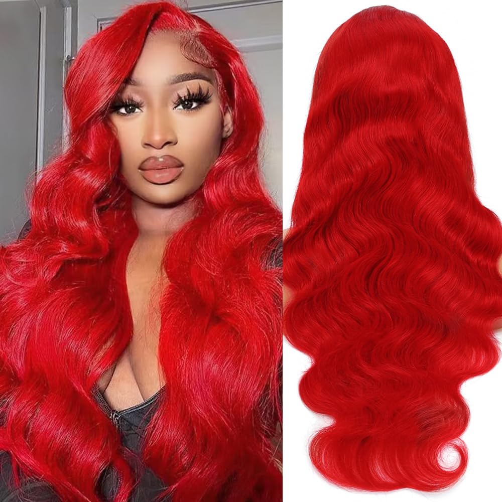 Pre-Order Hot Red Straight Wig – 5x5 HD Lace Closure 100% Human Hair