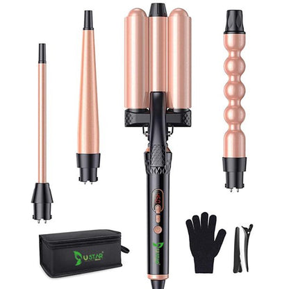BESTOPE Curling Iron 4 In 1 Hair Crimper Wand Set 3 Barrel Hair Waver With LED Temperature Control