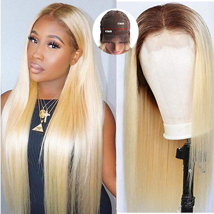 Beyonce Wig for Paris 2024 Olympics  5×5 HD Lace Closure Wig  Blonde with Brown Roots Swiss Lace, Skin-melt Lace, Invisible Lace