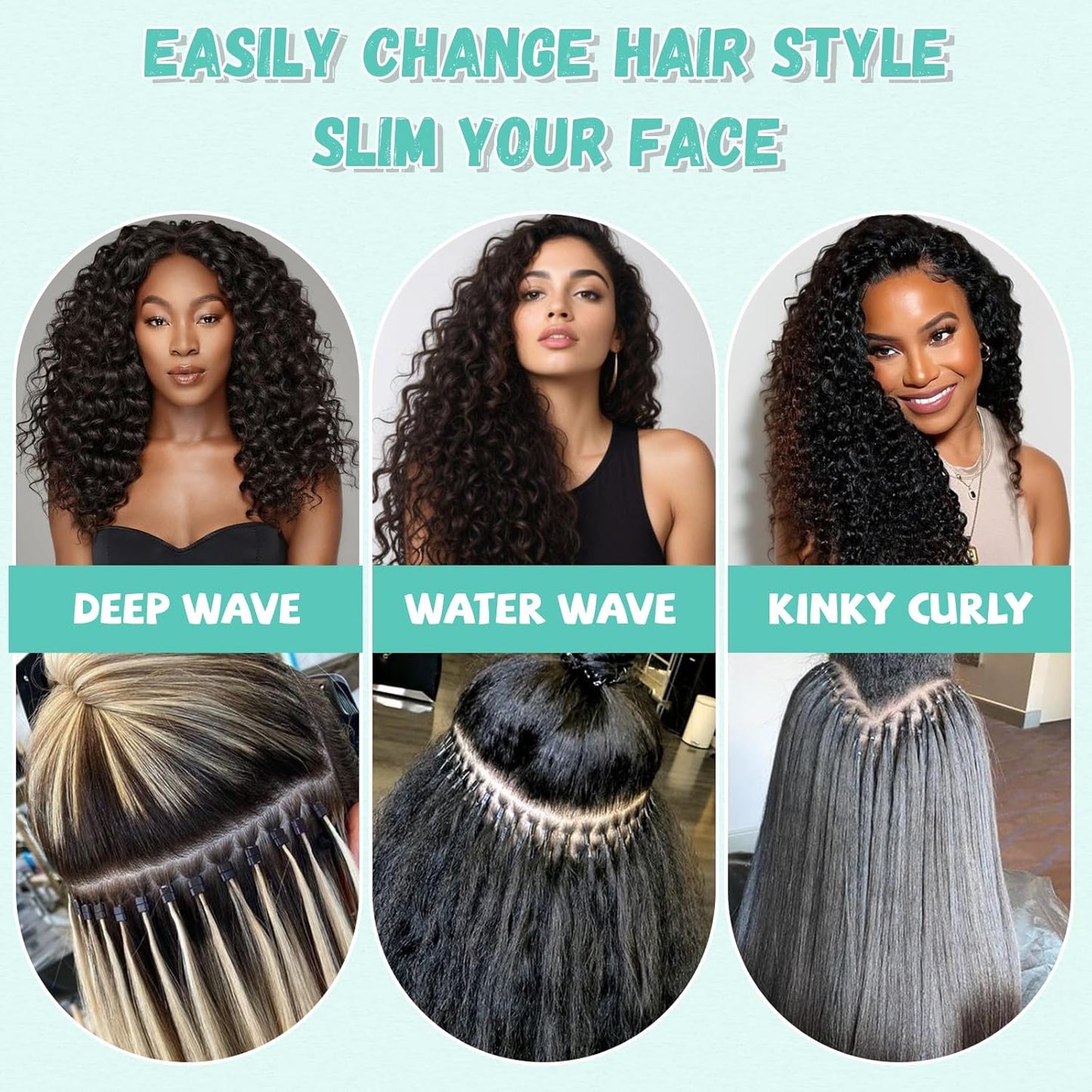 I-tip Premium Hair Extensions Natural Black Deep Wave – 100% Human Hair, Pre-Bonded, 18"-24"