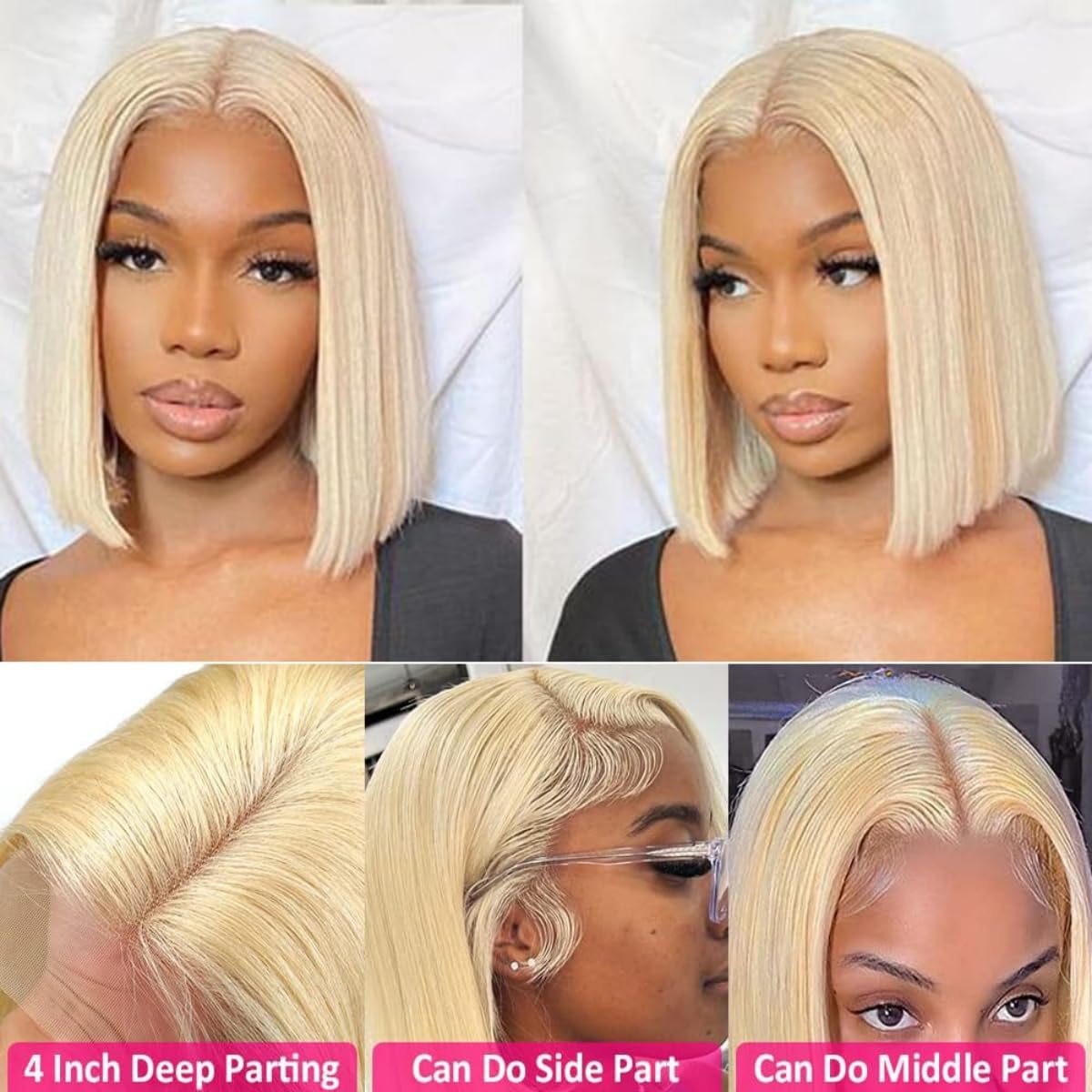 Blonde 613 Straight Bob Wig – 13x4 & 13x6 HD Lace Front Bleached Knots 100% Human Hair